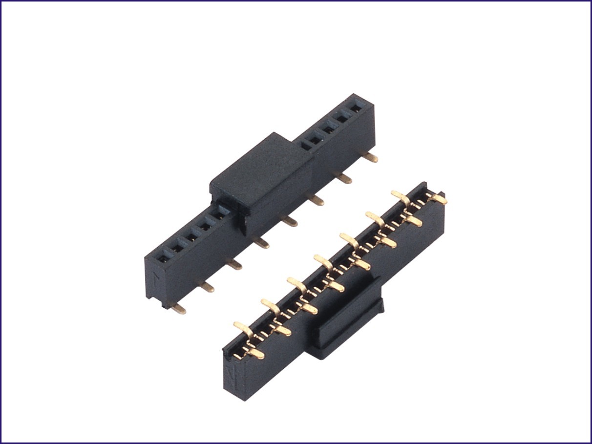 1.27mm pitch plastic waterproof gold plated  female header single row SMT H5.7 left front right rear with cap